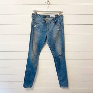 AG | Light Wash The Legging Super Skinny Stretch Low Rise Distressed Jeans 29R